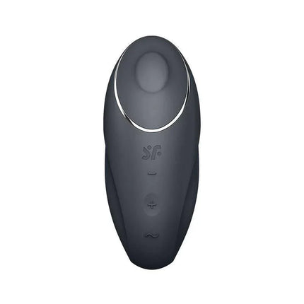 Tap and Climax 1 Vibrator and tapping Black dual-stimulation vibrator with ergonomic design and soft-touch silicone surface.