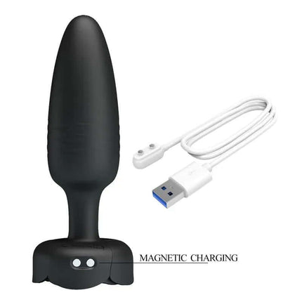 Tarion Butt Plug with Vibration and Thrusting, featuring USB magnetic charging, premium silicone design for dual-action stimulation.