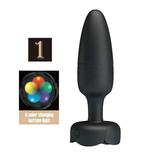 Tarion Butt Plug with Vibration and Thrusting featuring mood-enhancing lighting and dual stimulation for an enhanced experience.
