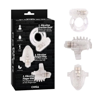 Teasers Ring Kit packaging with three different vibration rings for heightened pleasure