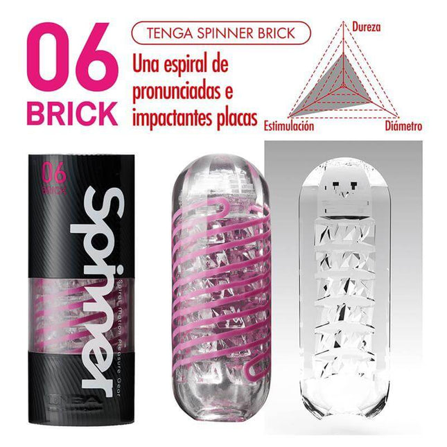 Male Masturbator Spinner 06 Brick by Tenga with internal spiral design for enhanced stimulation.