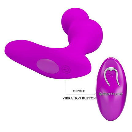 Terrance Vibrating Butt Plug with Remote featuring dual motors for perineum and prostate stimulation, 12 vibration modes, and easy controls.