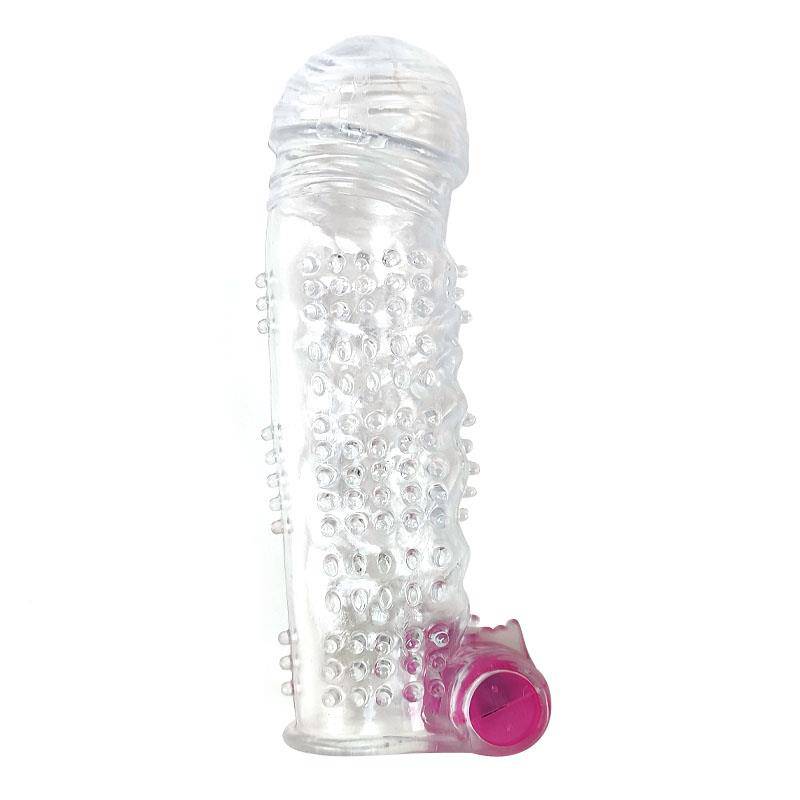 Textured Penis Sleeve with Vibration Clear - secretsextoys.store