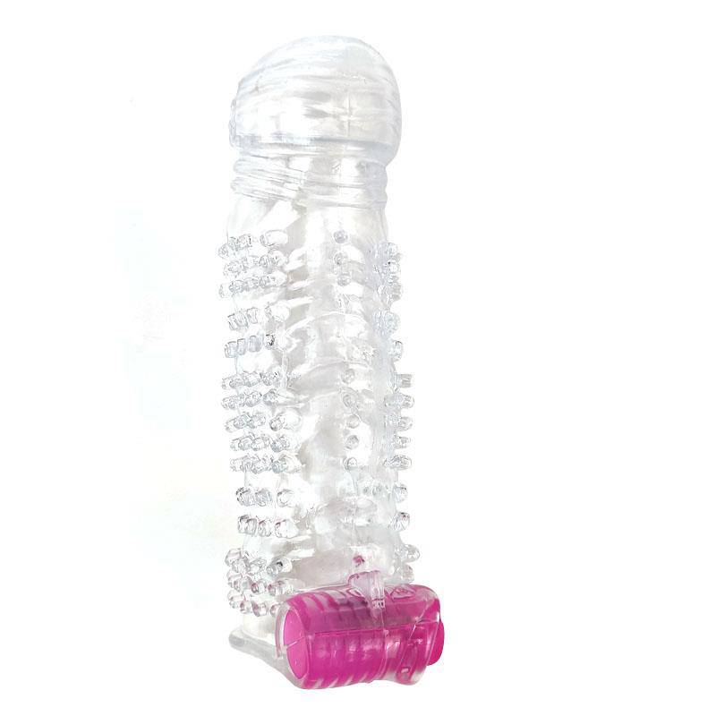 Textured Penis Sleeve with Vibration Clear - secretsextoys.store