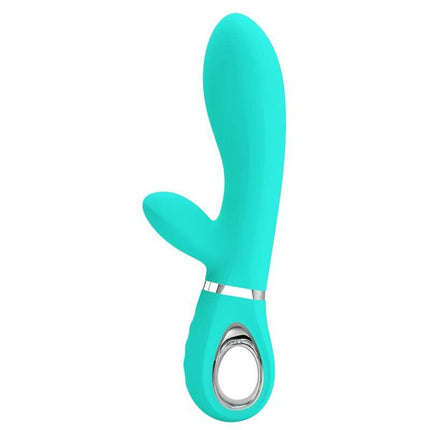 Aqua Thomas Vibrator G-Spot Aqua silicone design with dual stimulation features and ergonomic handle.