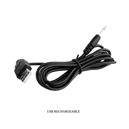 USB rechargeable cable for electronic devices with a standard USB plug and 3.5mm jack connector