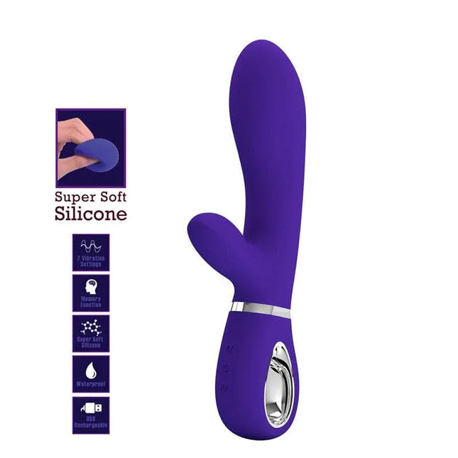 Thomas Vibrator G-Spot Purple with dual stimulation, 7 vibration modes, and soft silicone for intensified pleasure sessions.