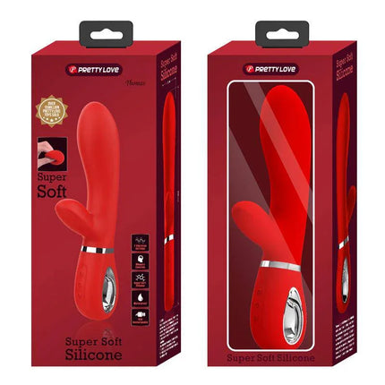 Thomas Vibrator G-Spot Red in packaging showcasing premium silicone design and features.