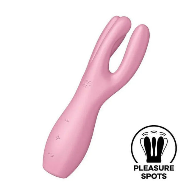 Threesome 3 Lay-on Vibe 3 Motors Pink with three arms for customizable stimulation and control, featuring 12 vibration functions.