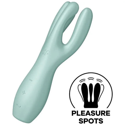 Threesome 3 Lay-on Vibrator 3 Motors Mint multi-arm pleasure device with 12 vibration functions.