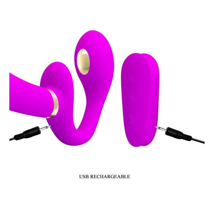 Thunderbird Couples Vibe Strapless with Remote Control in purple, USB rechargeable for versatile pleasure with 12 vibrations and 3 electro-stimulation modes.