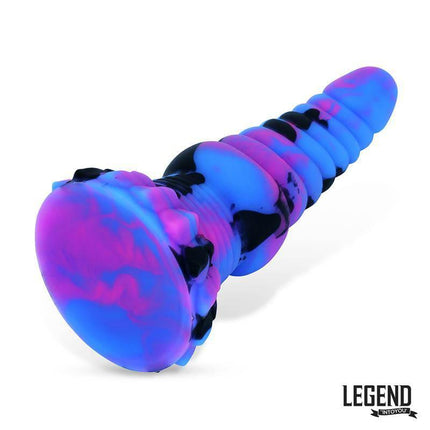 Thunderix Liquid Silicone Dildo 17,5 cm in vibrant blue and pink, showcasing ergonomic design and plush silicone texture for ultimate pleasure.