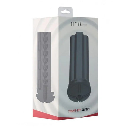 Packaging of Tight Fit Sleeve for Titan 1 Unit, featuring a sleek design for enhanced user experience and sensation.