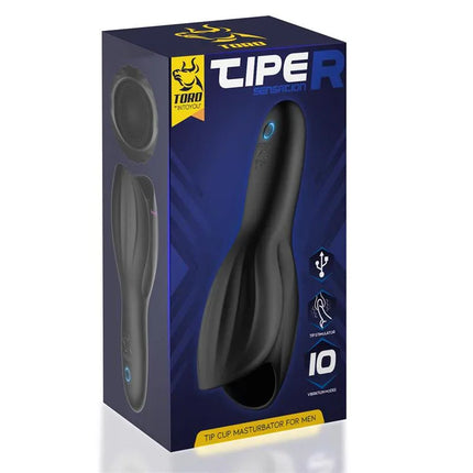 Tiper Tip Cup Masturbator for Men Silicone USB - Premium Silicone, Rechargeable Vibrations
