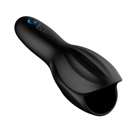 Tiper Tip Cup Masturbator for Men Silicone USB in black color, showcasing its ergonomic design and USB charging feature.