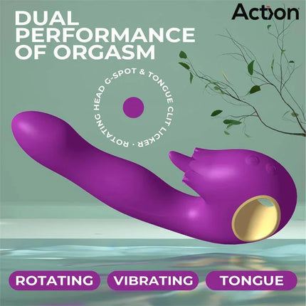 Toka Vibe with Swinging 360º and Stimulating Licking Tongue, triple-motor silicone vibrator, dual performance for G-spot and clit