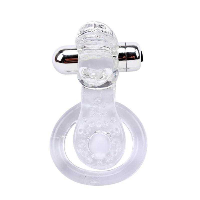 Tongue-Clear Vibrating Ring for Enhanced Pleasure with clear design and body-safe TPE material for heightened intimacy