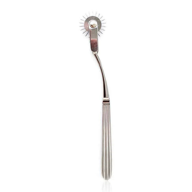 Tongue Stimulating Wheel Prick Spike for intense BDSM sessions, featuring a pinwheel design for precise sensation, 18.5 cm x 3 cm.