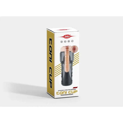 Toni Masturbator with Vibration Vagina in packaging showing realistic textured design for male stimulation.