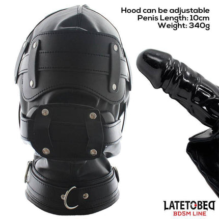 Total Lockdown Hood from Latetobed BDSM Line showing adjustable features and secure fit for an immersive experience.