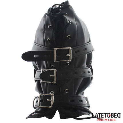 Total Lockdown Hood from Latetobed BDSM Line with buckles and straps for secure fit