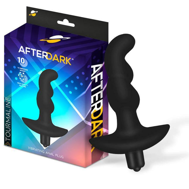 Tourmaline Vibrating Anal Plug with packaging from Afterdark