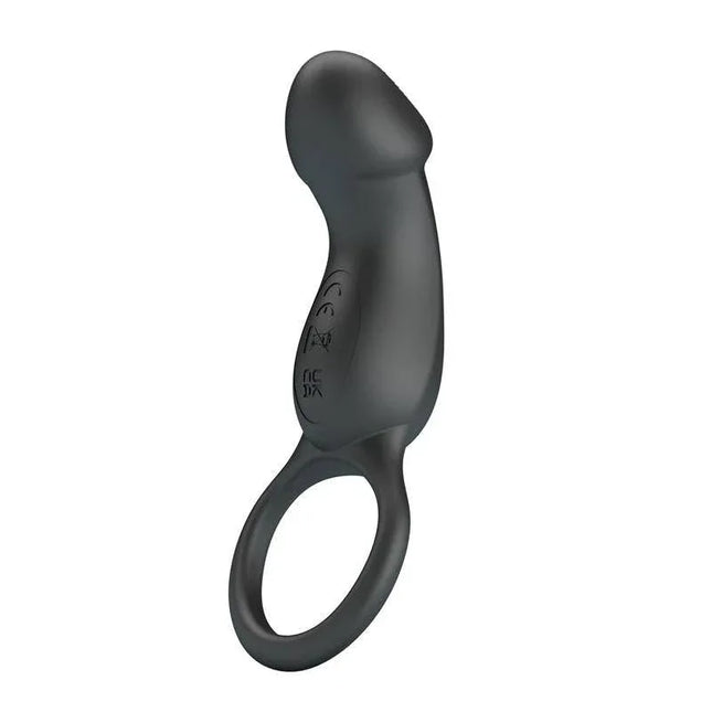 Trae Vibrating Cock Ring USB Black in discreet design with 7 vibration modes for enhanced foreplay and pleasure.