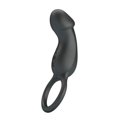 Trae Vibrating Cock Ring USB Black with 7 vibration modes, designed for couples' pleasure and excitement, shown in elegant black. USB-rechargeable.