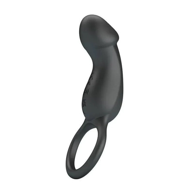 Trae Vibrating Cock Ring USB Black with 7 vibration modes, designed for couples' pleasure and excitement, shown in elegant black. USB-rechargeable.