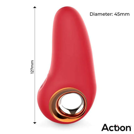 Red Trazy Stimulator with Pulsation Ergonomic USB, ergonomic design, 127mm length, 45mm diameter.