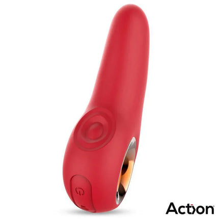Red Trazy Stimulator with Pulsation Ergonomic USB featuring dual motors for clitoral and internal stimulation, compact design.