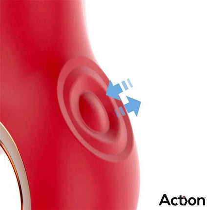 Close-up view of Trazy Stimulator with Pulsation Ergonomic USB showing button and vibration features.