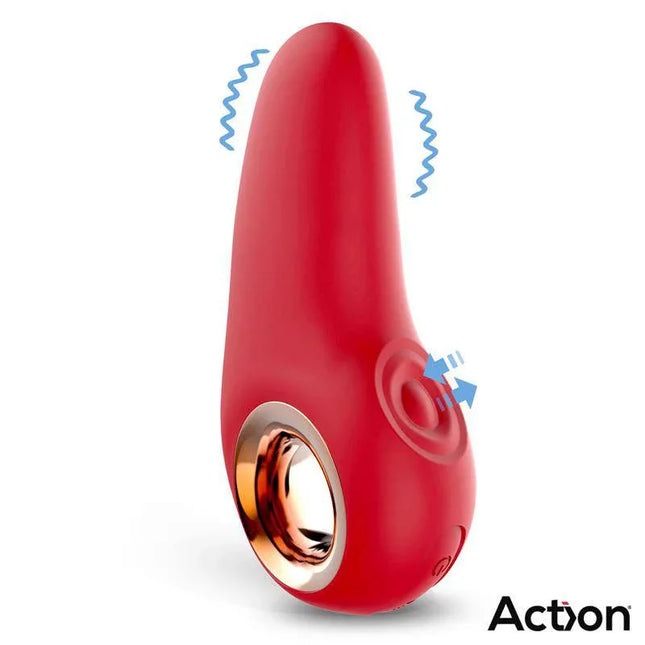 Red Trazy Stimulator with Pulsation Ergonomic USB rechargeable device with dual-motor design for clitoral and versatile stimulation.