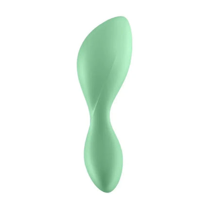 Trendsetter Butt Plug with Vibration and APP Light Green showcasing unique flattened tongue-inspired shape for precise stimulation.