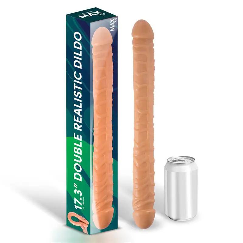 Trent Double Realistic Dildo Flesh 17,3 - 44 cm - secretsextoys.store