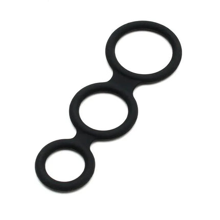 Triple Cock Ring Black featuring three connected rings for customizable pleasure and enhanced performance.