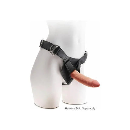 Triple Density Dildo 7 Caramel in a harness, showcasing realistic design and versatility. Harness sold separately.