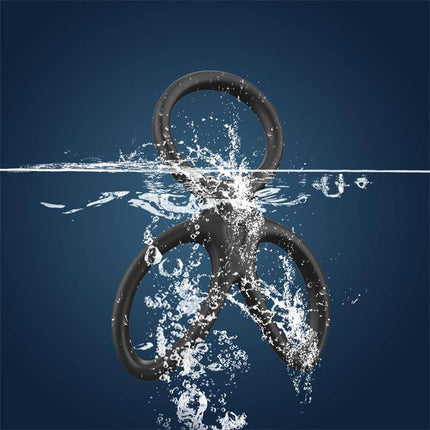 Triple Penis and Testicles Ring Liquid Silicone submerged in water for enhanced endurance and performance.