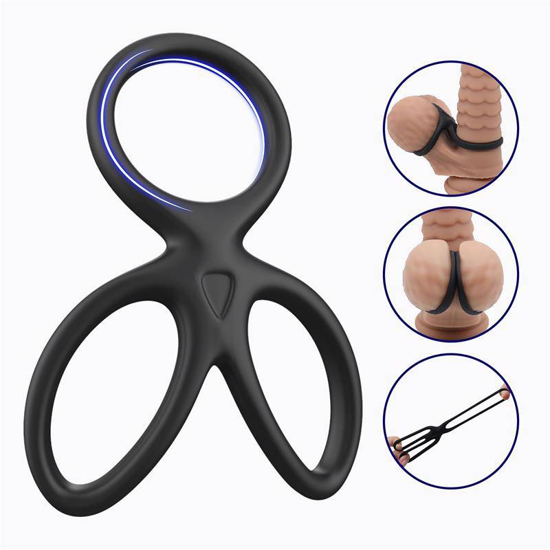 Triple Penis and Testicles Ring Liquid Silicone - secretsextoys.store