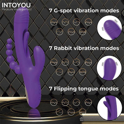 Triya Vibe with Flipping Tongue and Anal Beads displaying 7 vibration modes for personalized pleasure from Intoyou.