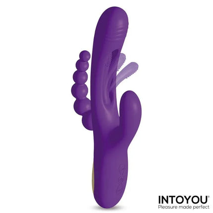 Triya Vibe with Flipping Tongue and Anal Beads by Intoyou, featuring three motors and customizable vibration modes for full-body pleasure.