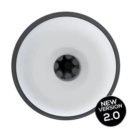 Top view of Tronik 2.0 Sucking and Vibrating Masturbator USB showing suction entrance and 2.0 version badge.