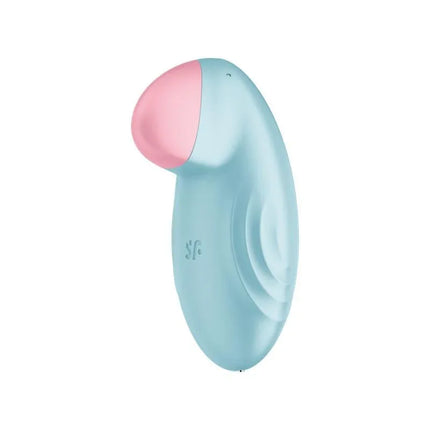 Tropical Tip with APP Satisfyer Connect Light Blue intimate toy with bulbous tip for targeted clitoral stimulation.
