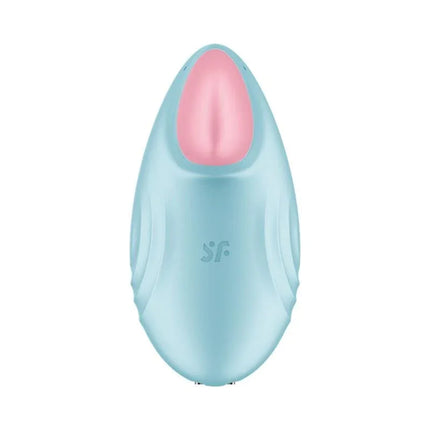 Tropical Tip with APP Satisfyer Connect Light Blue intimate toy with bulbous tip for clitoral stimulation and 12 vibration functions.