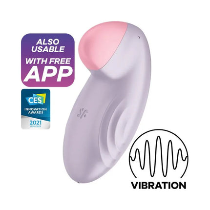 Tropical Tip with APP Satisfyer Connect Lilac - bird-inspired pleasure device with app functionality and 12 vibration modes, CES award winner.