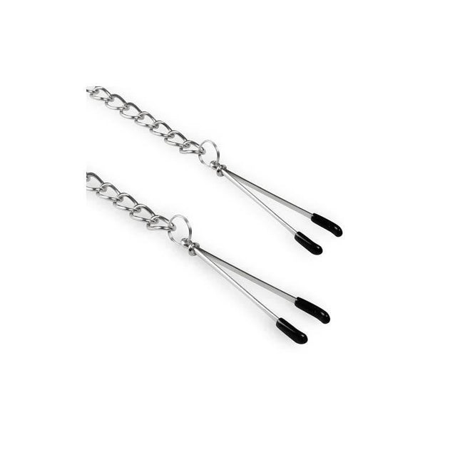 Tweezer Nipple Clamps with metal chain for adjustable stimulation and secure grip, part of the EasyToys collection.
