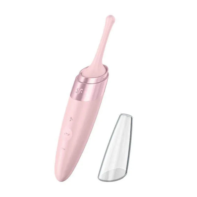 Twirling Delight Rotating Stimulator Rose with protective cap, offering precise stimulation for enhanced pleasure.