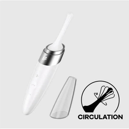 Twirling Delight Rotating Stimulator White with protective cap and circulation feature.