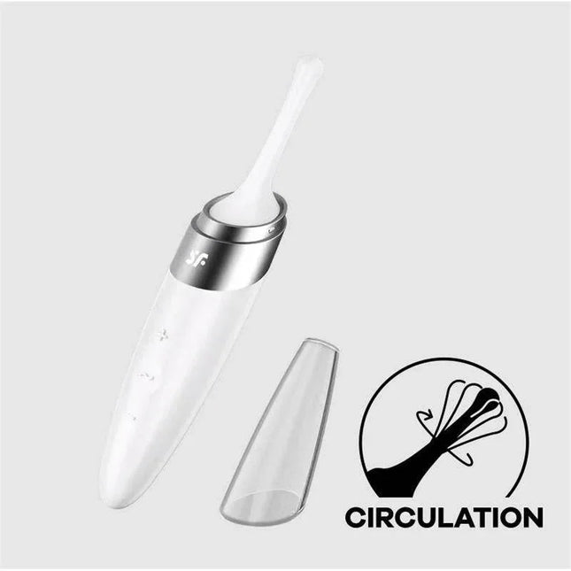 Twirling Delight Rotating Stimulator White with protective cap and circulation feature.