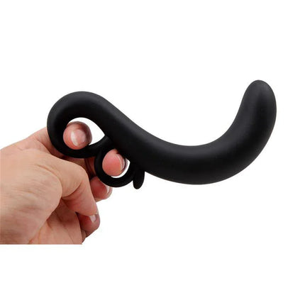 Two-Finger G-Spot Plug Silicone Black ergonomic design for precise G-spot stimulation, soft medical-grade silicone, phthalate-free, easy to clean
